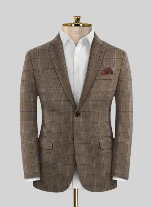 Reda Otter Brown Checks Wool Jacket