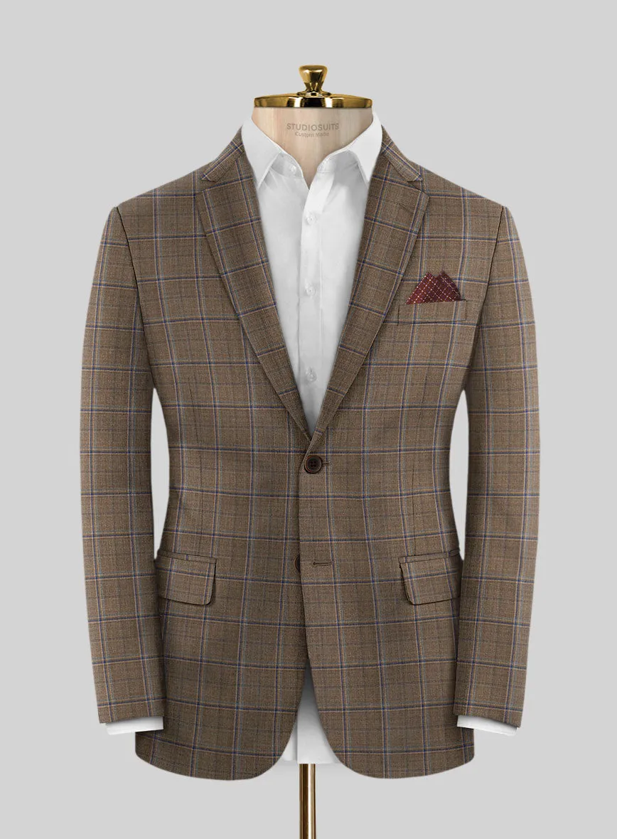 Reda Otter Brown Checks Wool Jacket