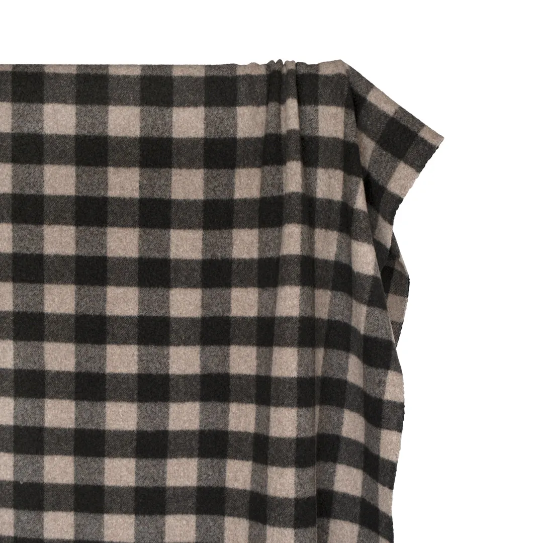 Remnant - 1.5m - Deadstock Buffalo Check Recycled Wool Blend Coating - Umber