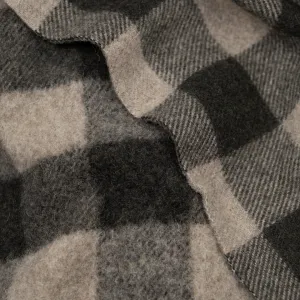 Remnant - 1.5m - Deadstock Buffalo Check Recycled Wool Blend Coating - Umber