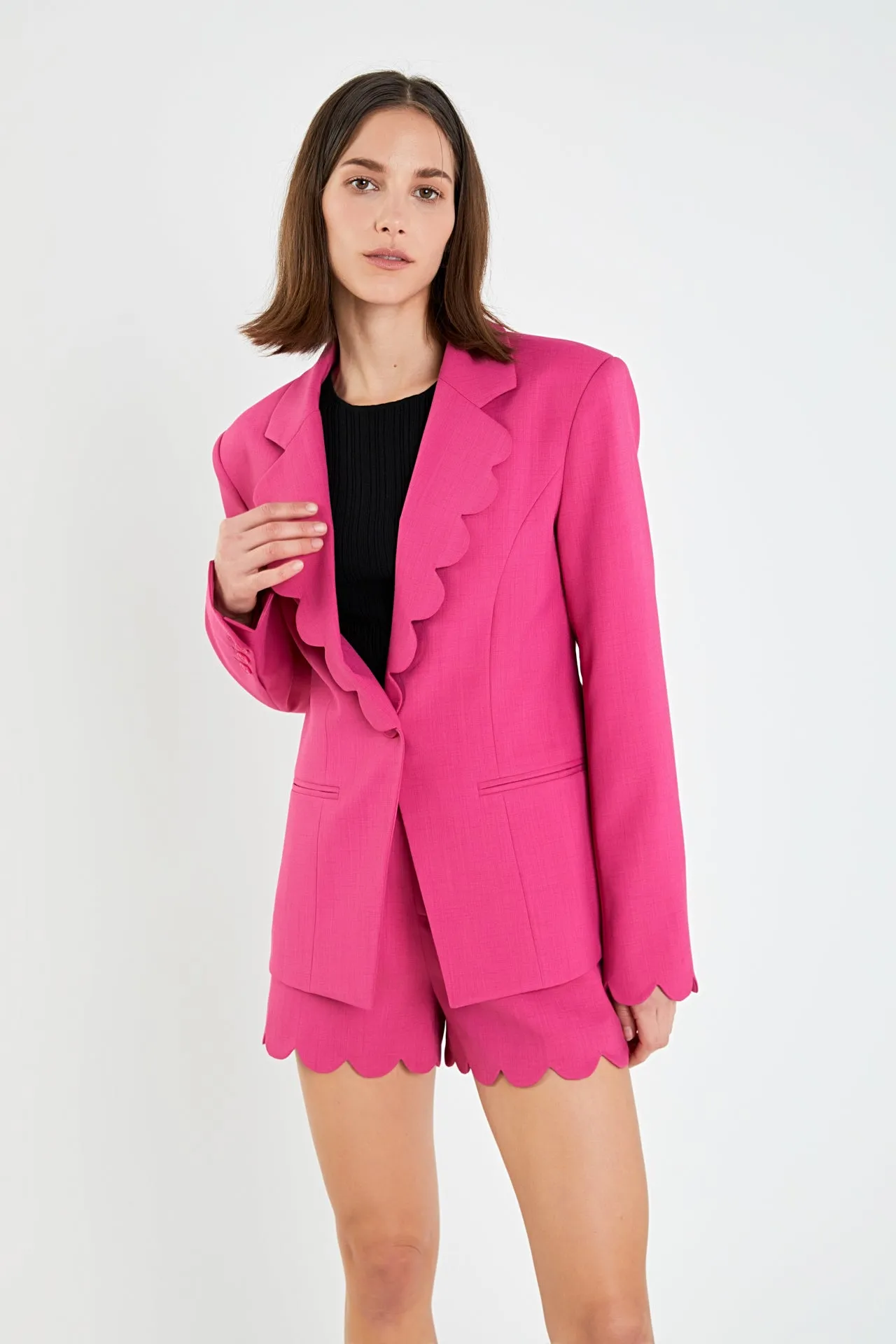 Scallop Detailed Single Button Jacket