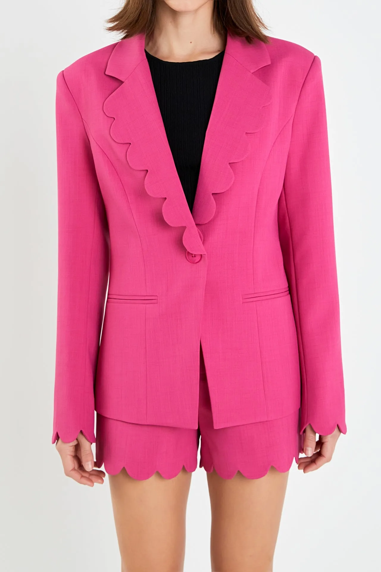 Scallop Detailed Single Button Jacket