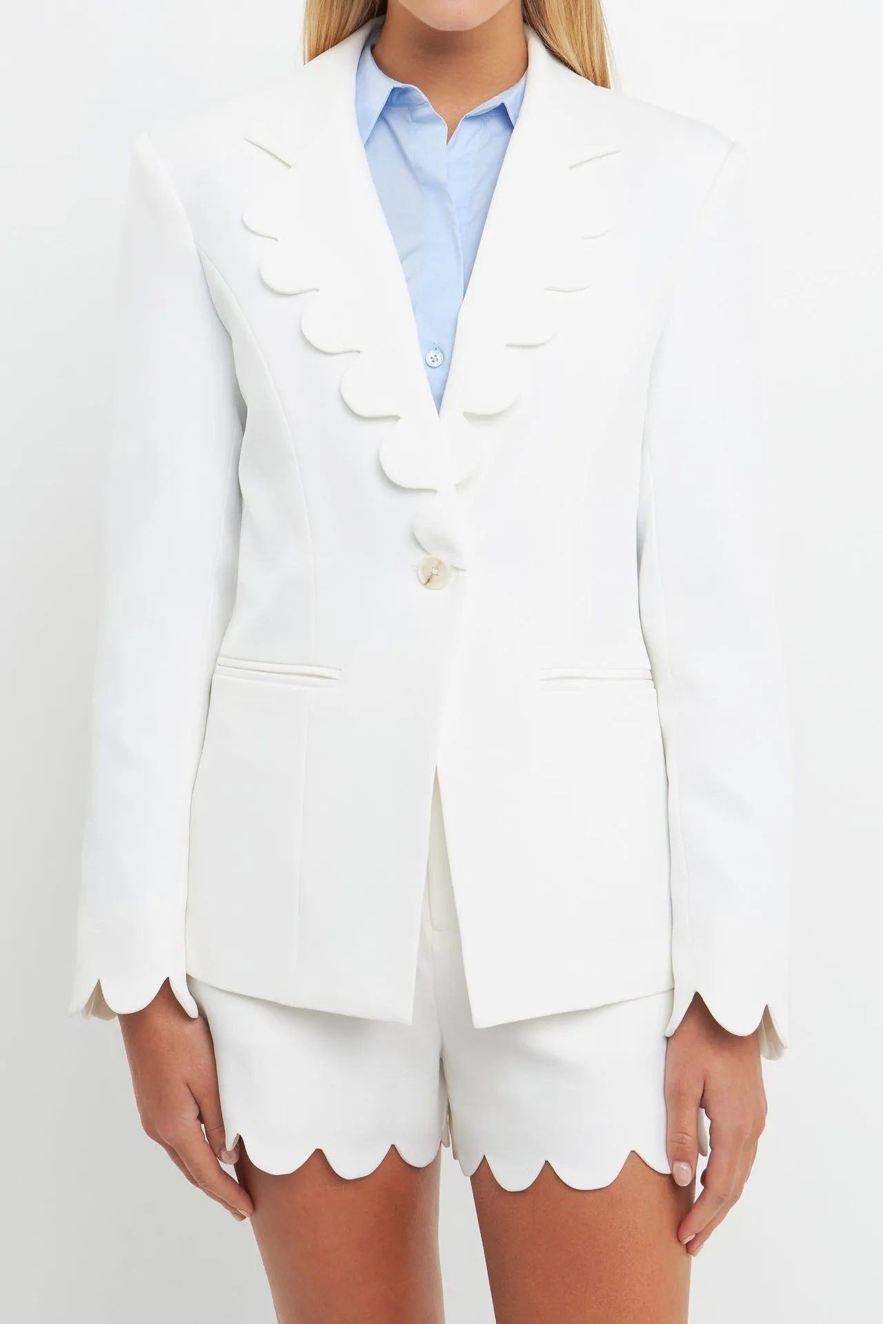Scallop Detailed Single Button Jacket