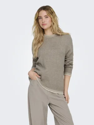 Silma Stitch Mock Neck Knit- Walnut Oatmeal Melange