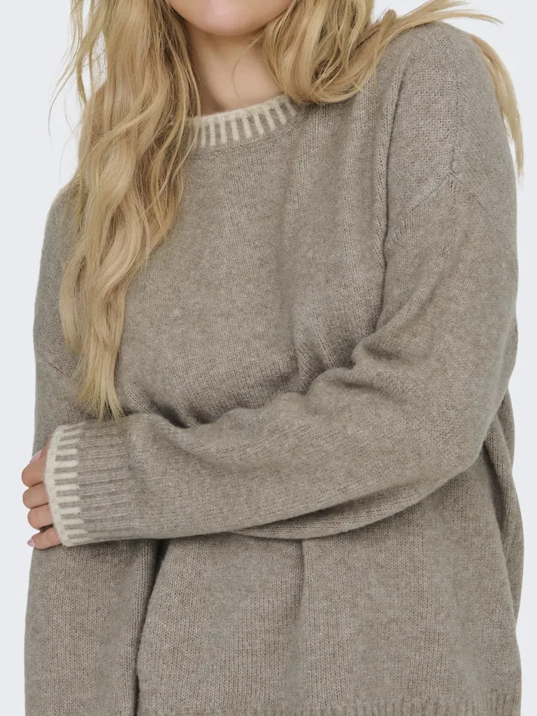 Silma Stitch Mock Neck Knit- Walnut Oatmeal Melange