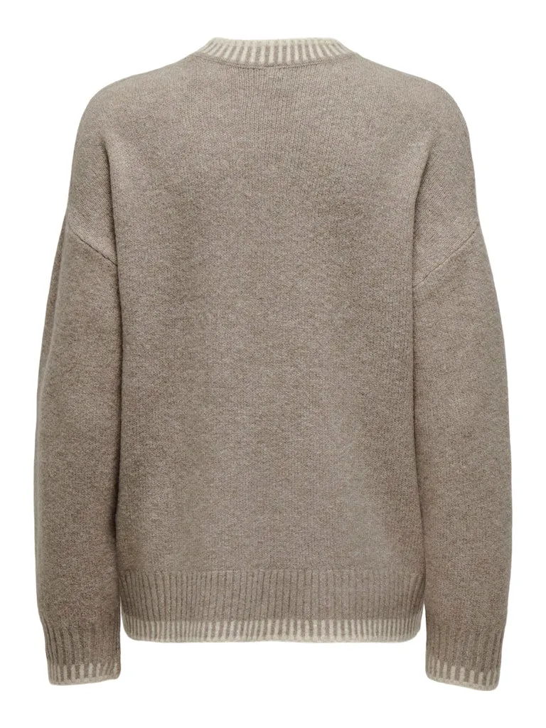 Silma Stitch Mock Neck Knit- Walnut Oatmeal Melange