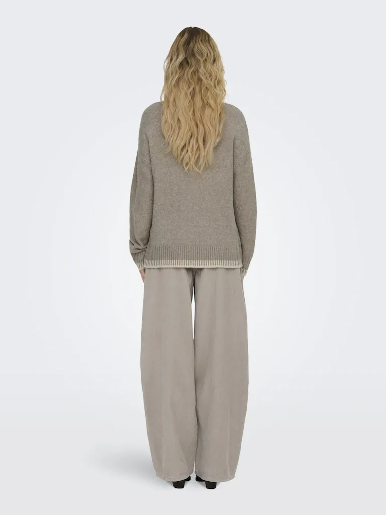 Silma Stitch Mock Neck Knit- Walnut Oatmeal Melange