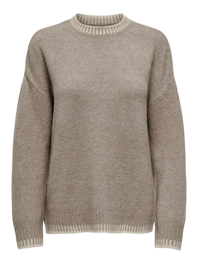 Silma Stitch Mock Neck Knit- Walnut Oatmeal Melange