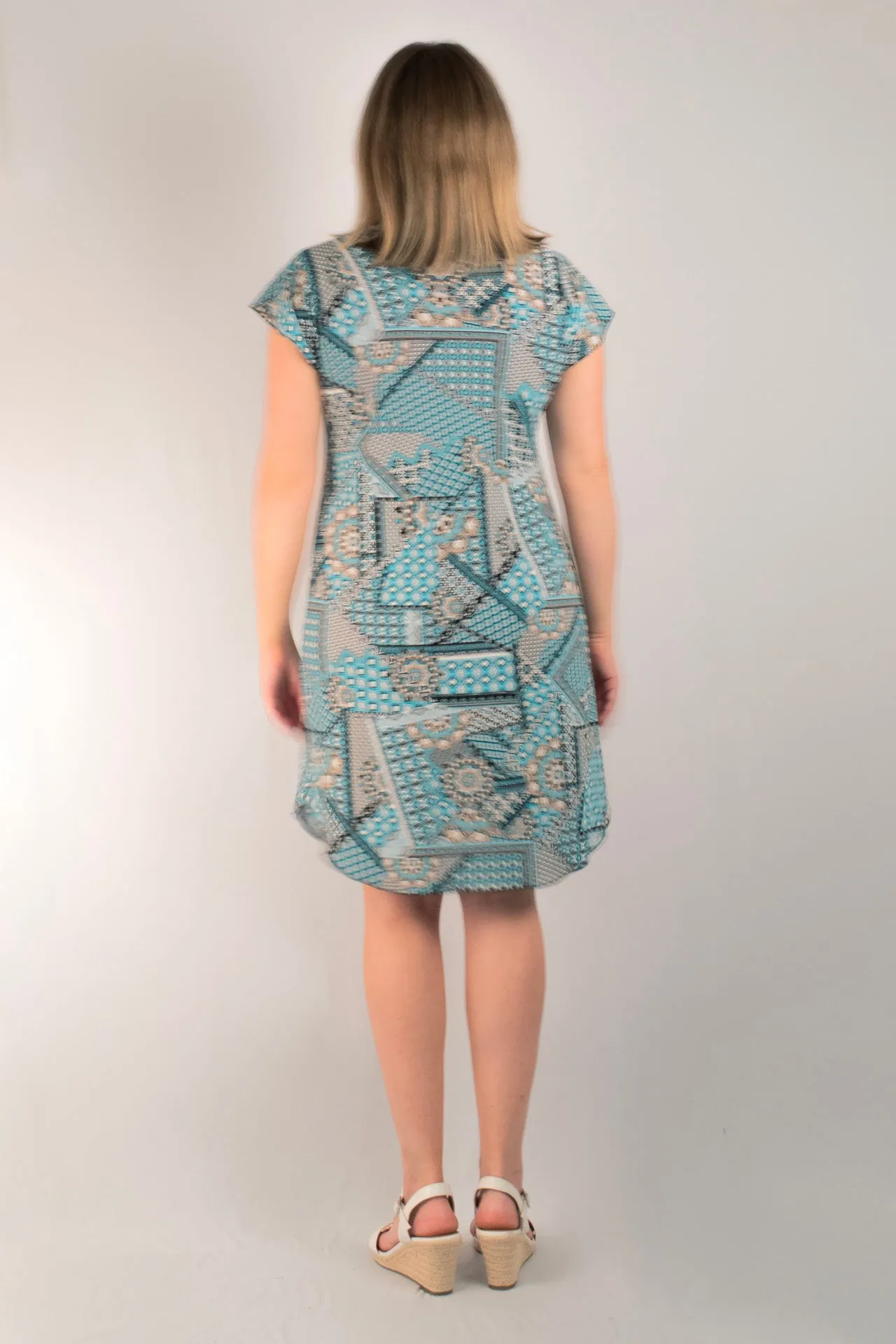 Spearmint Print Short Sleeve Jersey Shift Dress