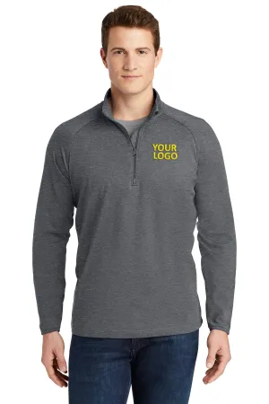 Sport-Tek Sport-Wick Stretch Branded 1/2-Zip Pullovers, Charcoal Grey Heather