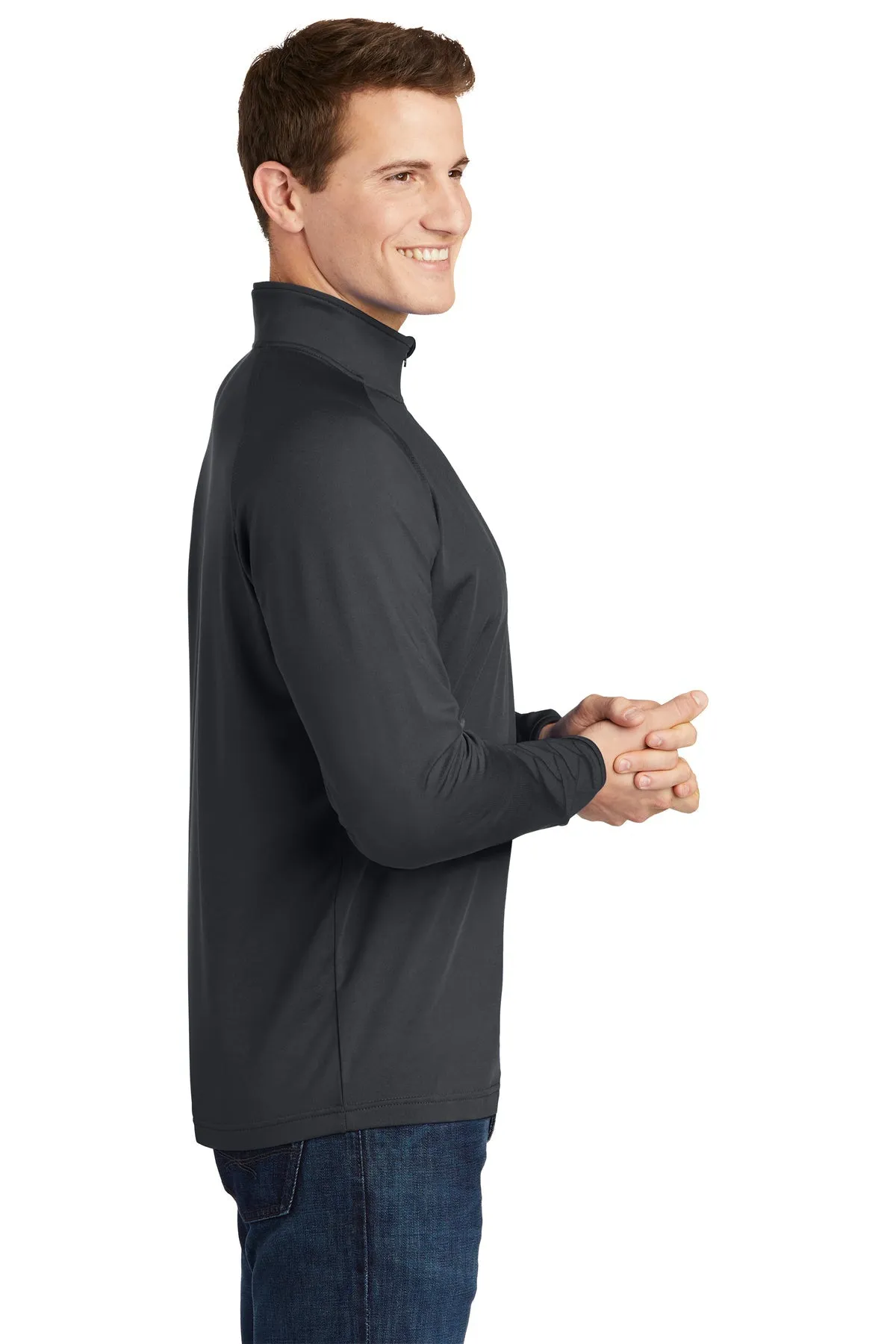 Sport-Tek Sport-Wick Stretch Custom 1/2-Zip Pullovers, Charcoal Grey