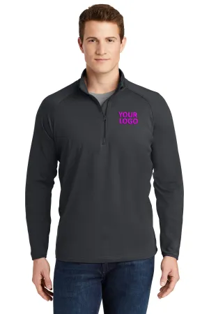 Sport-Tek Sport-Wick Stretch Custom 1/2-Zip Pullovers, Charcoal Grey