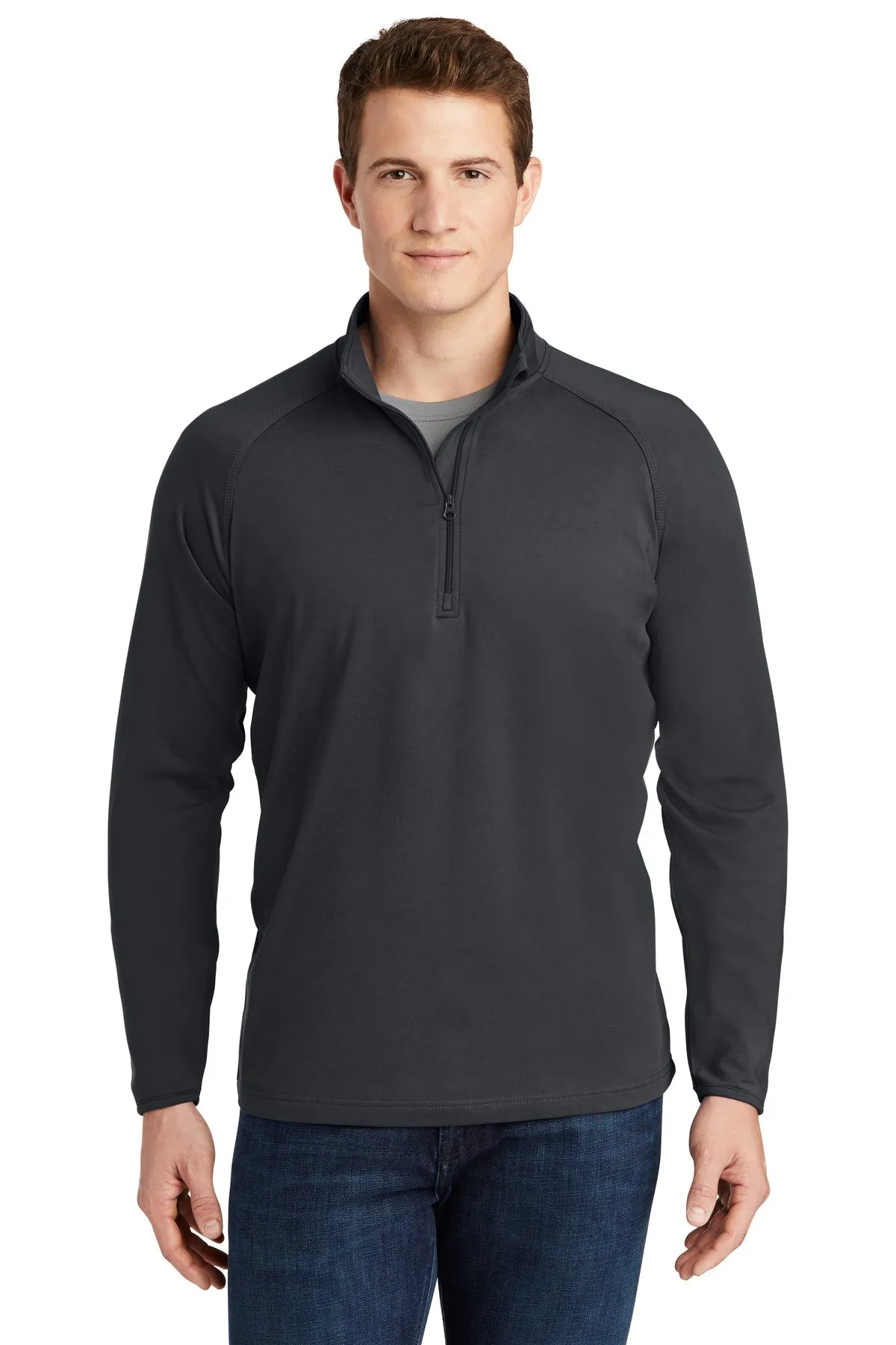 Sport-Tek Sport-Wick Stretch Custom 1/2-Zip Pullovers, Charcoal Grey