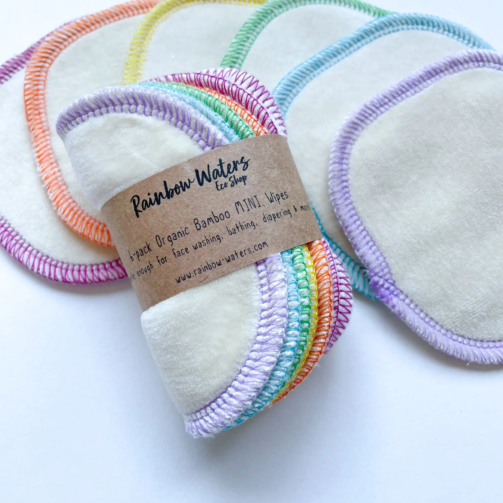 Wipe Minis  | 6-pack Reusable Cloth Wipes | Organic Cotton/Bamboo Blend | 4x4 inches
