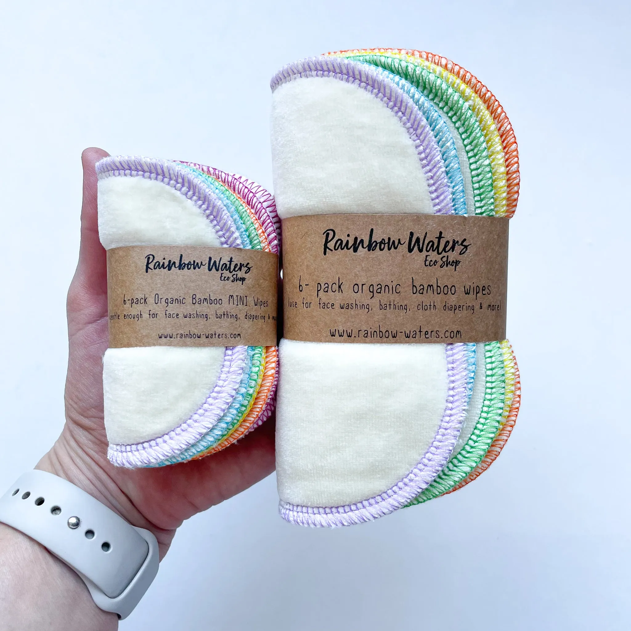 Wipe Minis  | 6-pack Reusable Cloth Wipes | Organic Cotton/Bamboo Blend | 4x4 inches